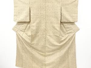 アンティーク　横段に更紗模様織り出し手織り紬着物